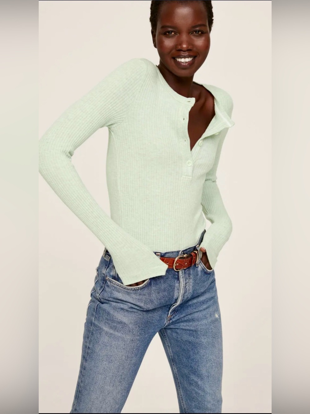 NWT - Citizens of Humanity Celeste Henley stretch rib top - cut out back - Picture 3 of 16